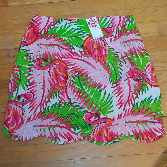 Buckhead Betties Women's Flamingo Print A-Line Peyton Skirt - Picture 1 of 1